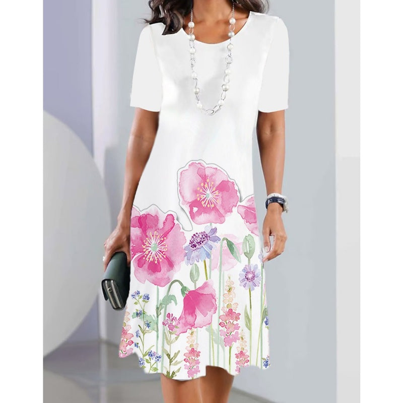 Luby | Lebhaftes Naturdesign Midi-Kleid