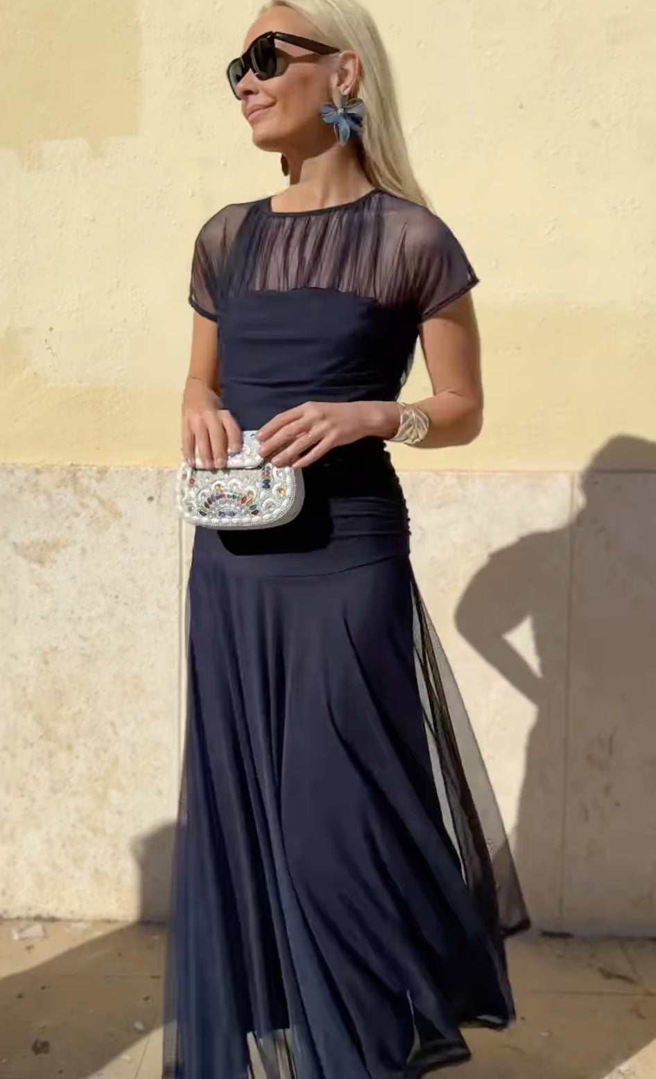 Lauren | Chiffonkleid mit Rundhalsausschnitt für Damen