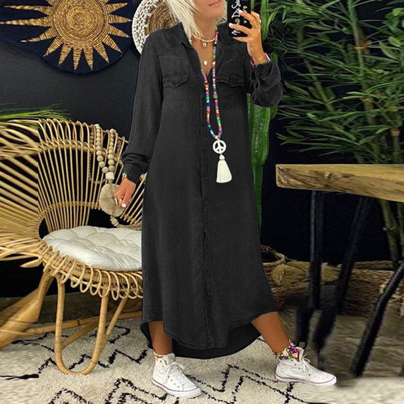 Lesly | Langärmliges Maxikleid aus Denim