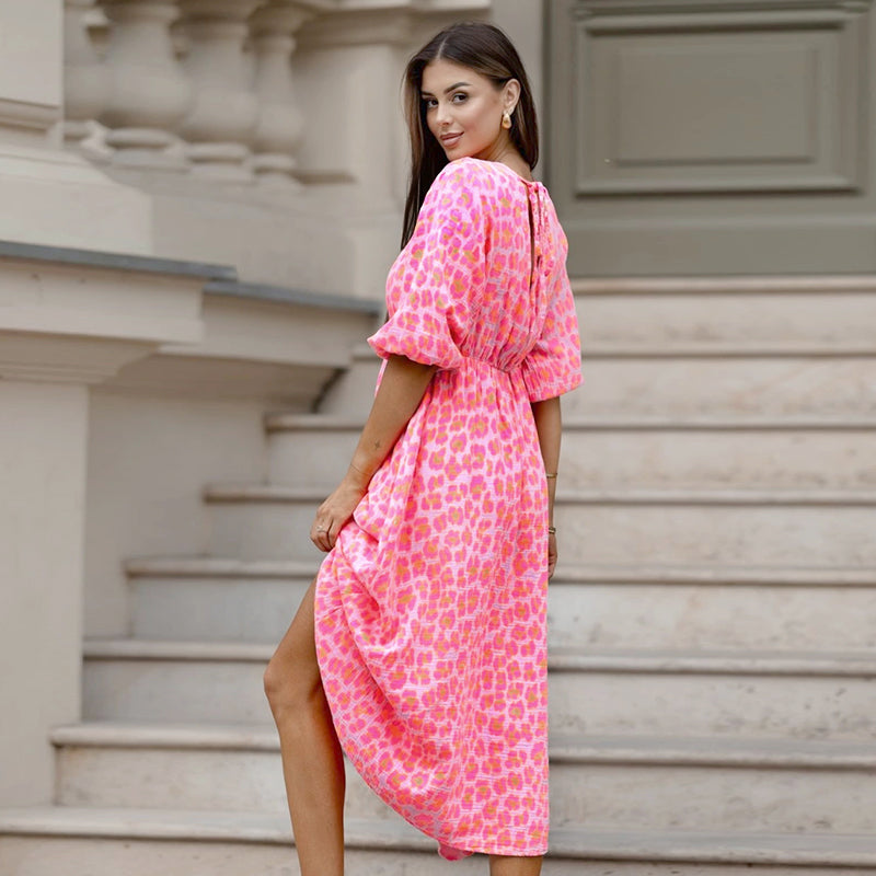 Annie | Kleid mit V-Ausschnitt und Print