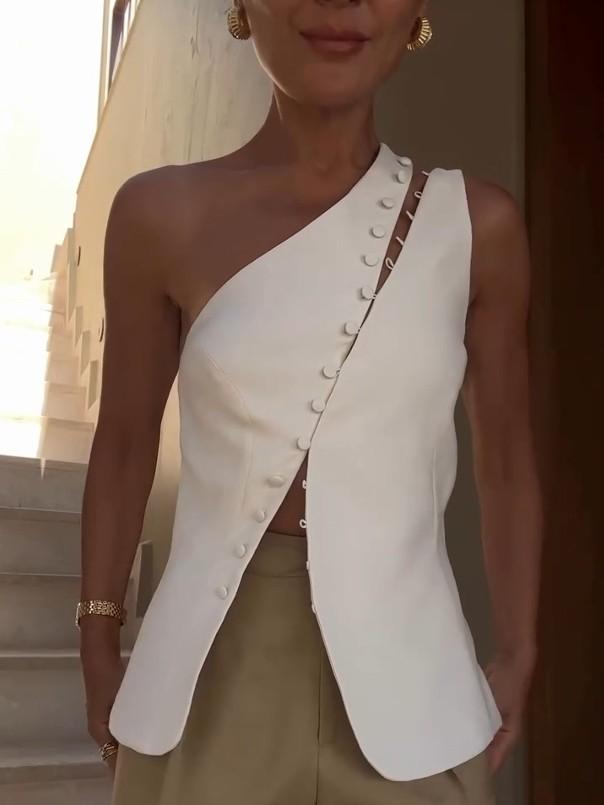 Ash | One-Shoulder-Top mit Knopfdetails