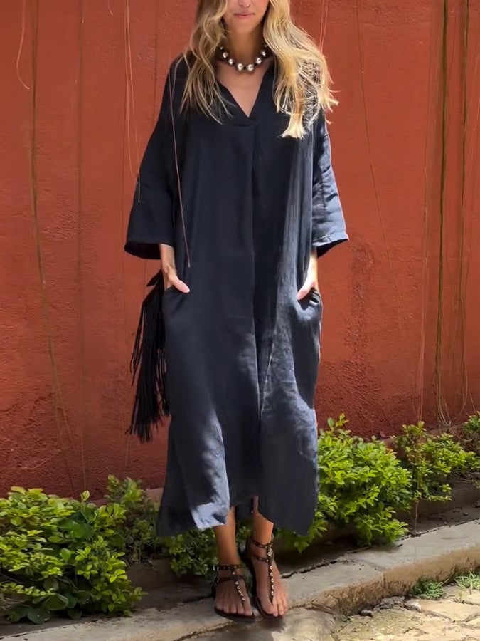 Rosanna | Schlichtes Kleid aus Baumwolle und Leinen