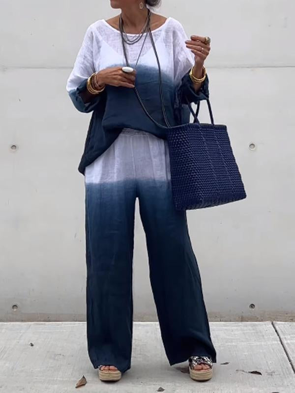 Taylor | Elegantes zweiteiliges Set aus Baumwolle und Leinen mit Farbverlauf