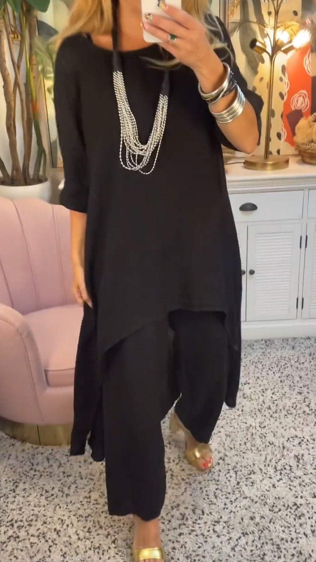 Harley | Zweiteiliger Anzug aus Baumwolle und Leinen für Damen