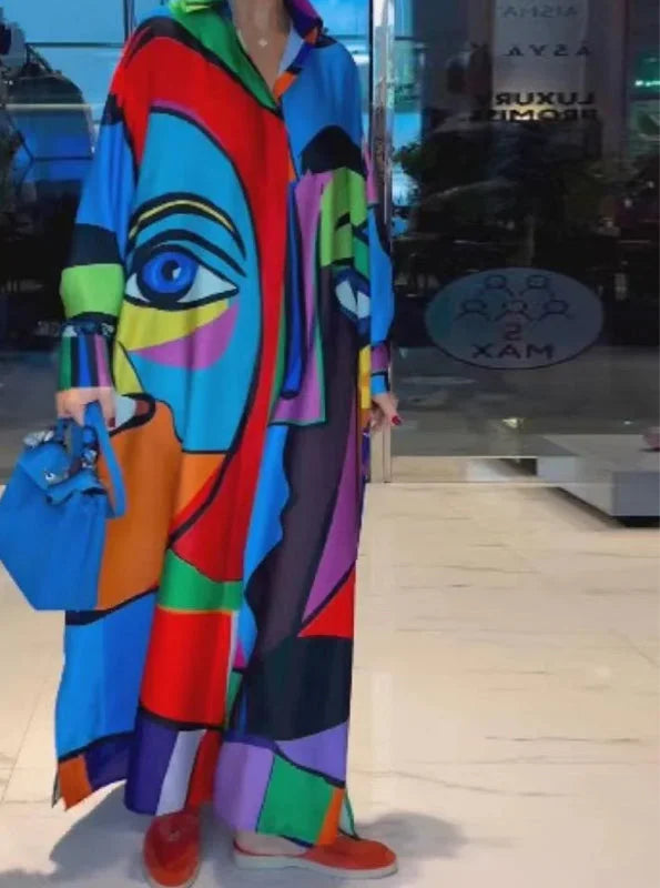 Amaira | Künstlerisches Shirtkleid in Maxilänge