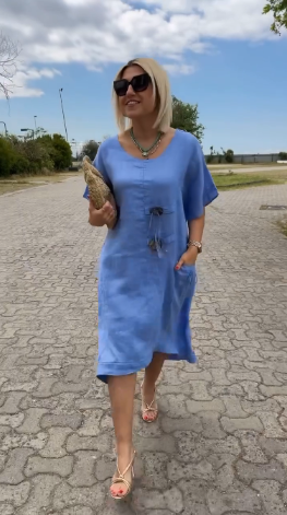 Yesha | Küsten-Leinen-Kleid mit lockerer Passform