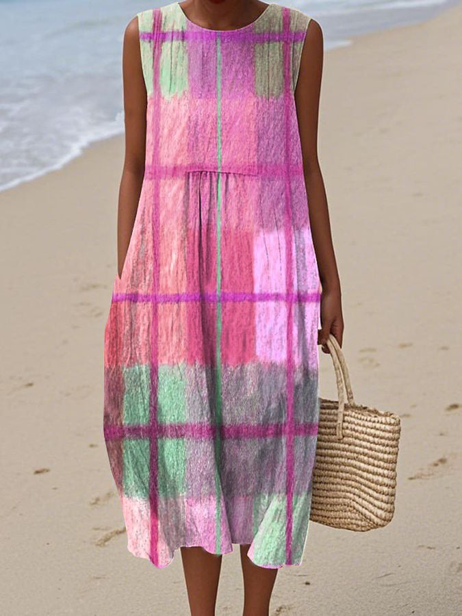 Gela | Ärmelloses Kleid mit Karomuster