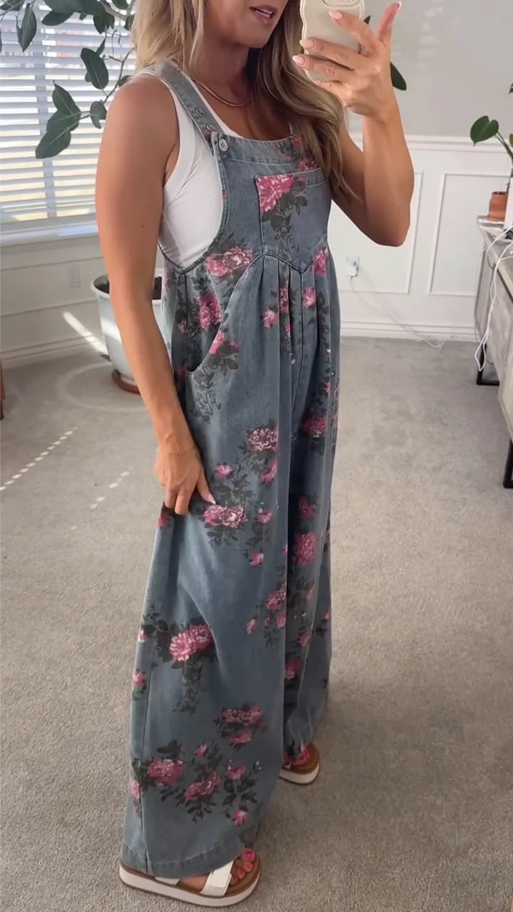 Meena | Geblümter Denim-Overall