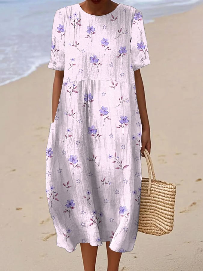 Juriz | Kurzärmeliges Damenkleid mit Blumendruck