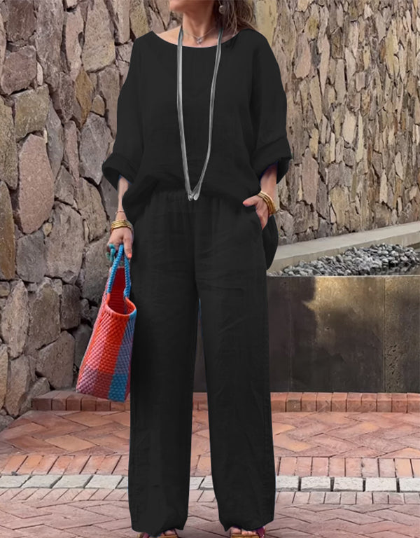 Taylor | Elegantes zweiteiliges Set aus Baumwolle und Leinen mit Farbverlauf