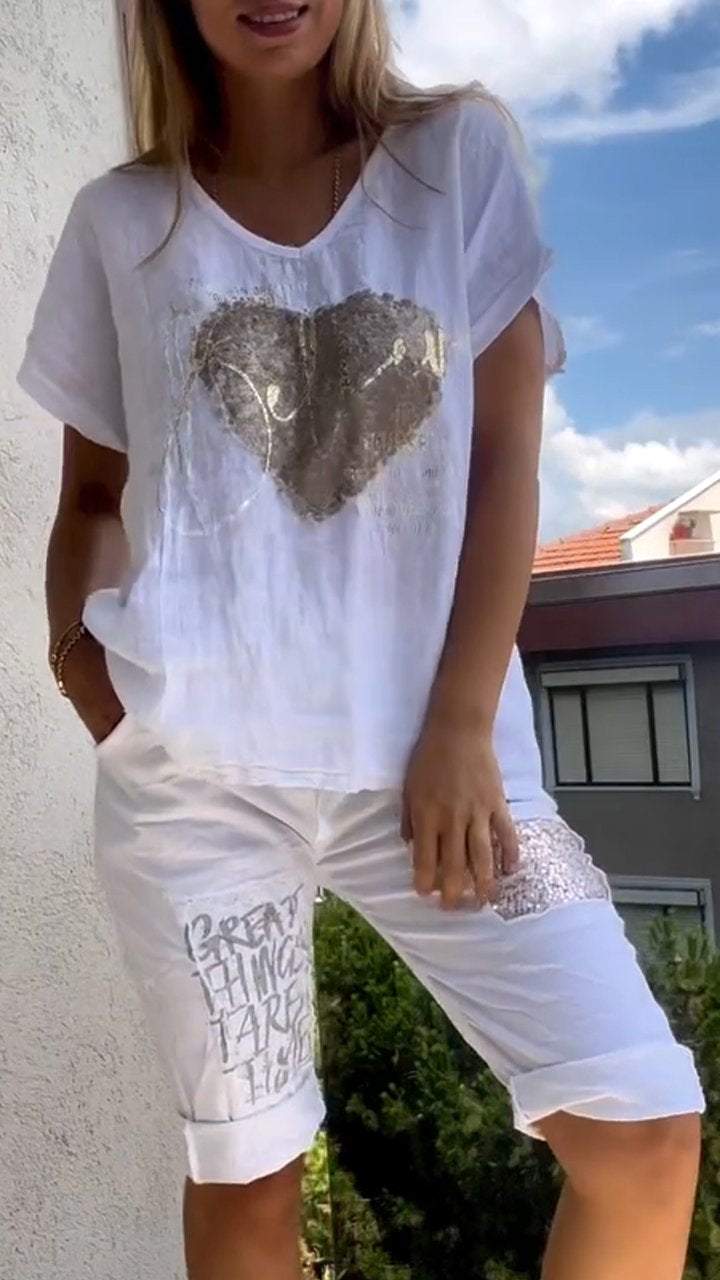 Mirabelle | Elegantes Zweiteiler-Set mit Goldprägung