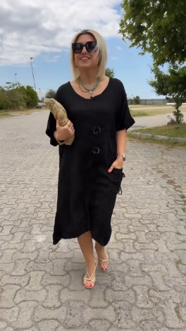 Yesha | Küsten-Leinen-Kleid mit lockerer Passform