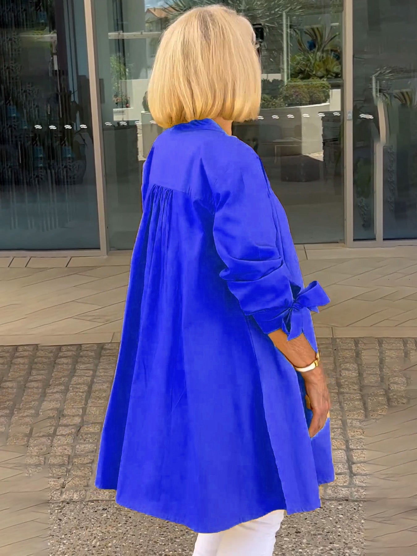 Tesla | Lange Hemdjacke aus Baumwolle für Frauen