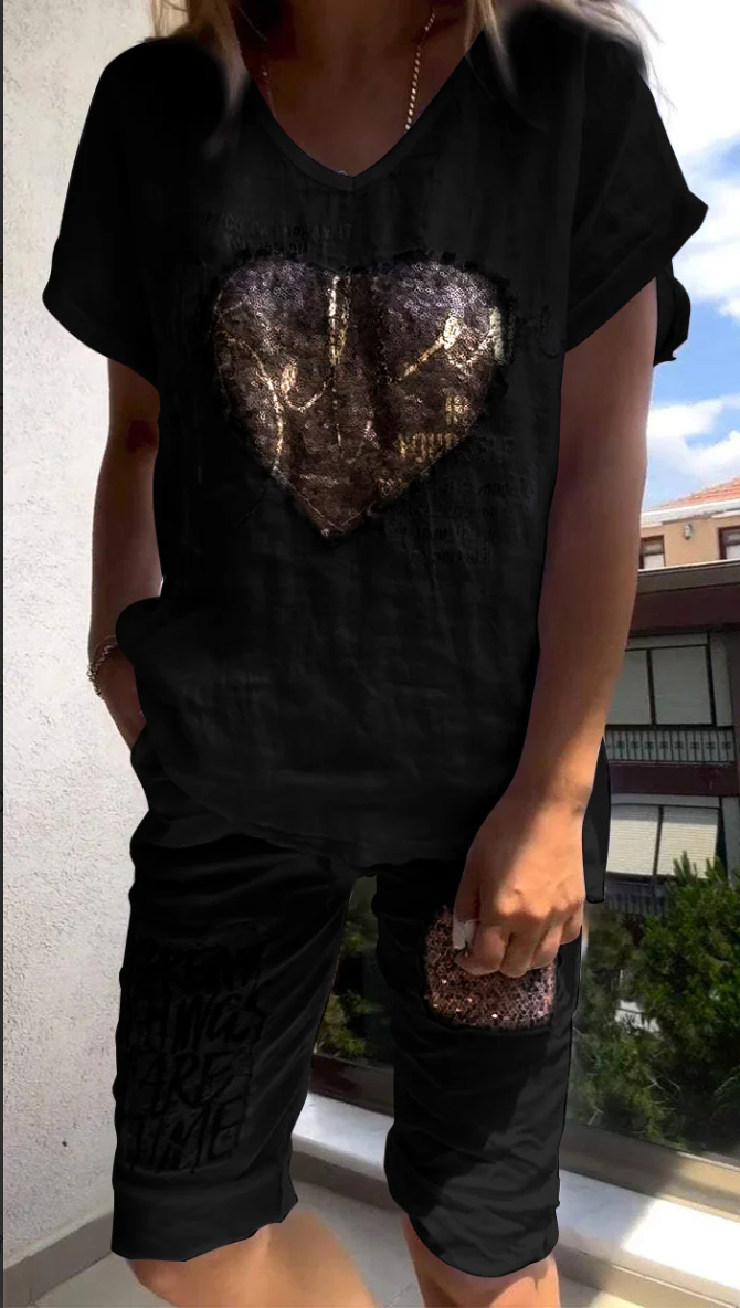 Mirabelle | Elegantes Zweiteiler-Set mit Goldprägung