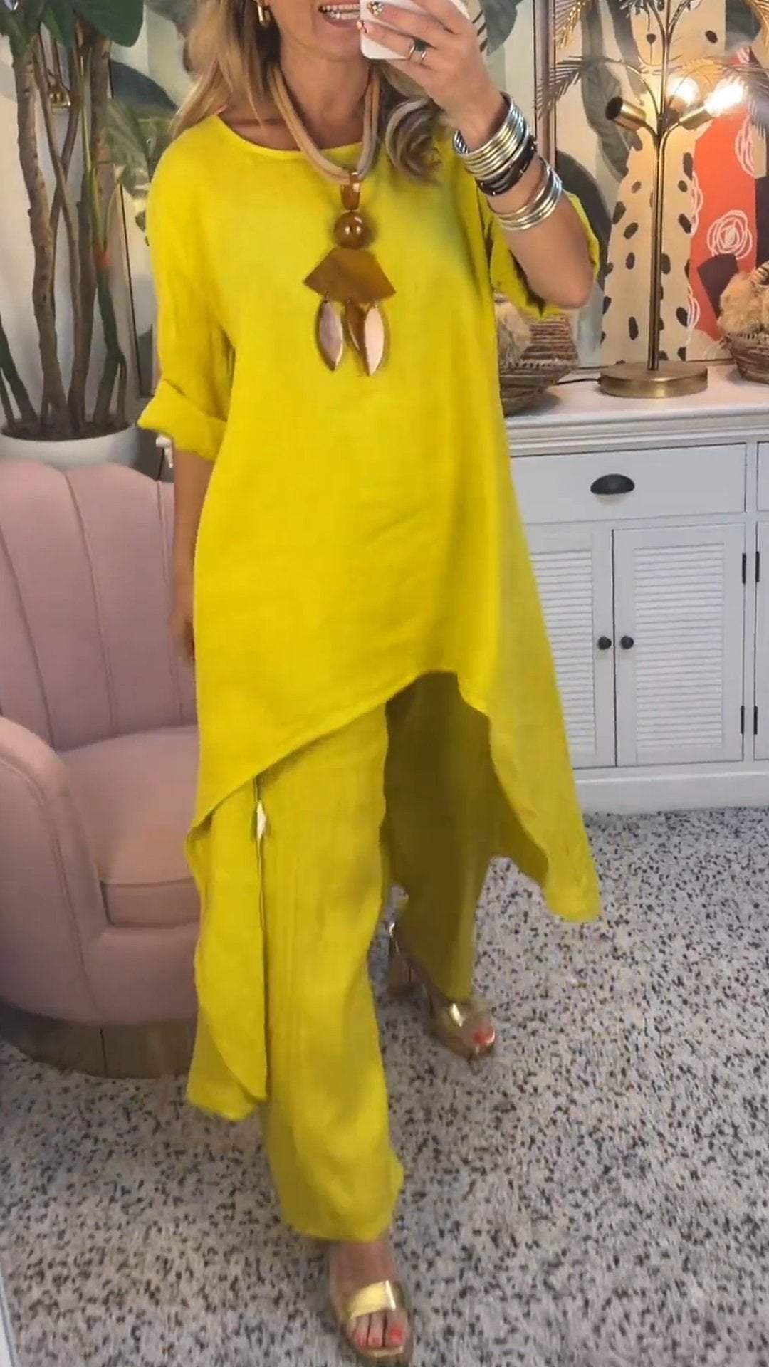 Harley | Zweiteiliger Anzug aus Baumwolle und Leinen für Damen