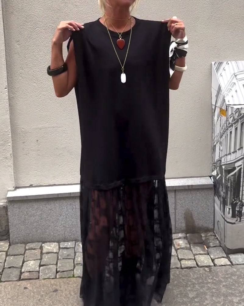 Milani | Patchwork Kleid, ärmellos & aus Mesh