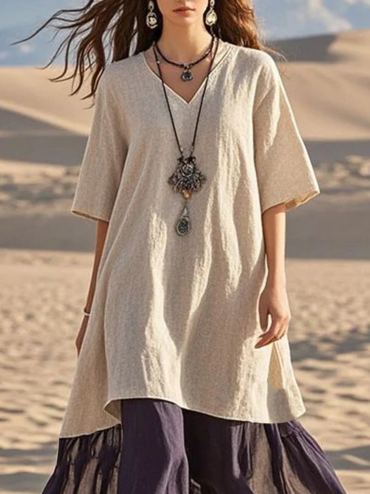 Yasmine | elegantes lässiges Kleid mit V-Ausschnitt