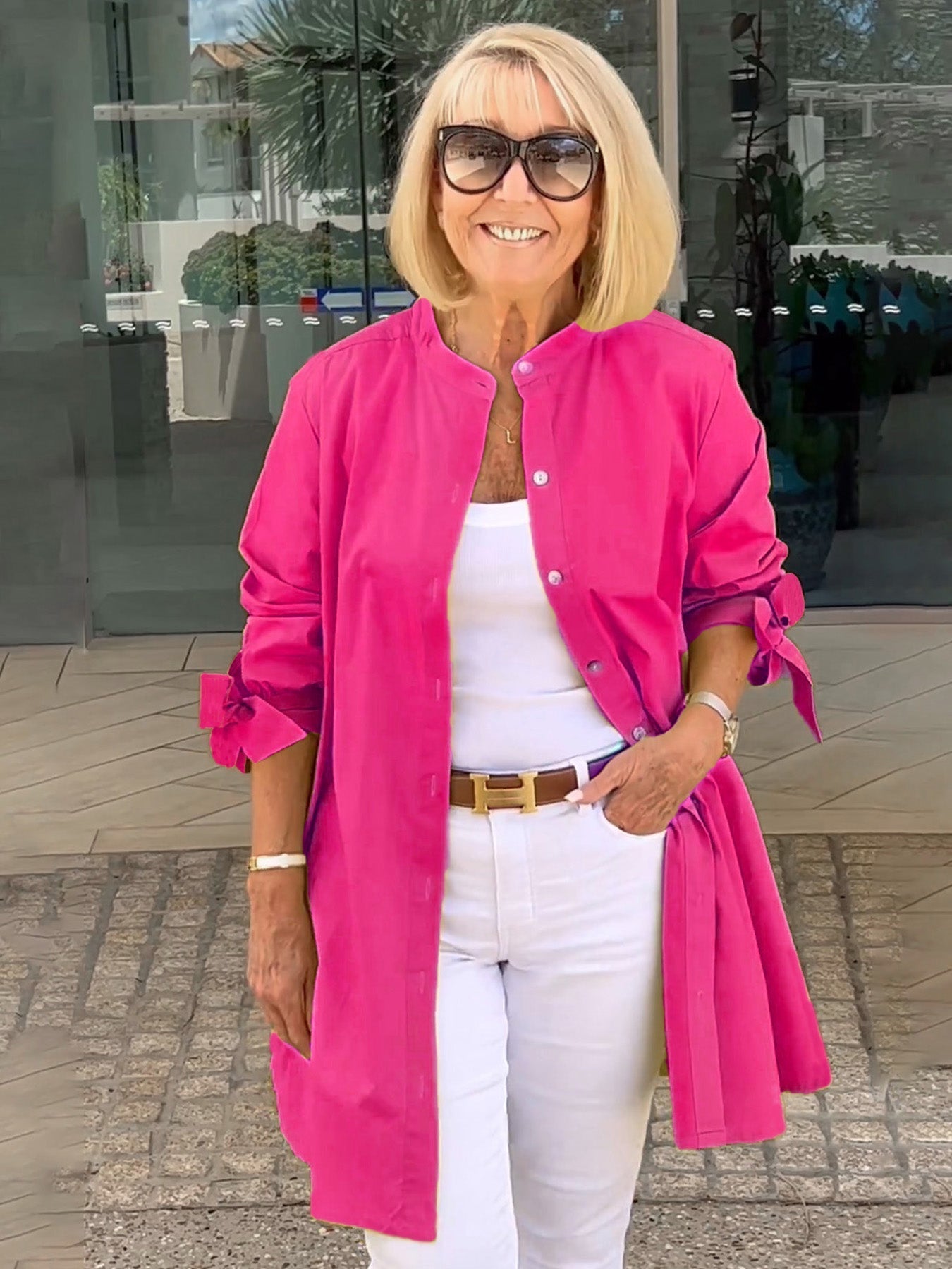 Tesla | Lange Hemdjacke aus Baumwolle für Frauen