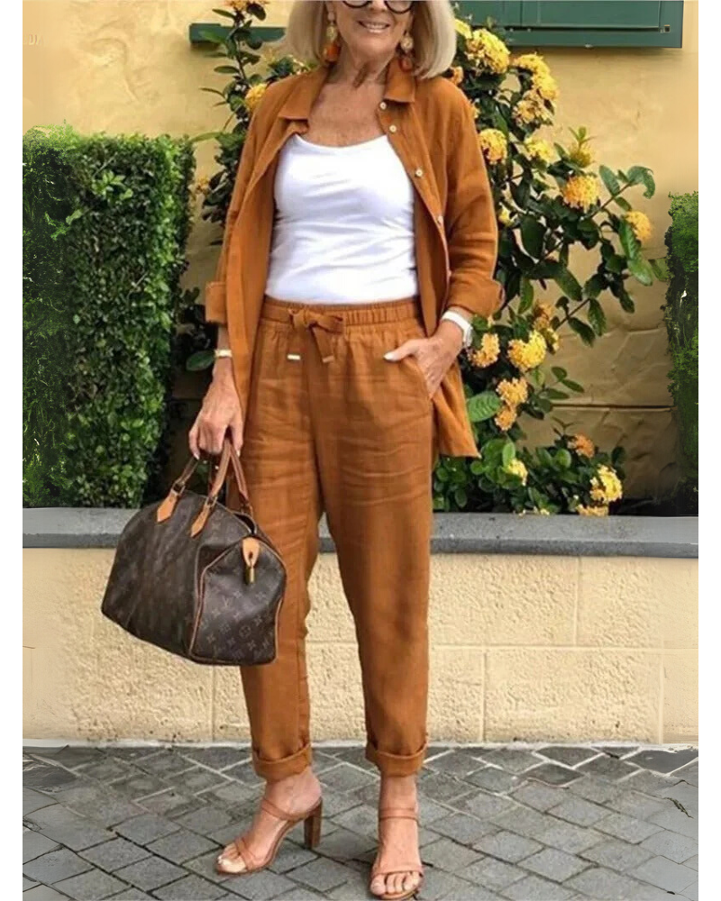 Anniera | Elegantes Hemd- und Hosenset für Damen