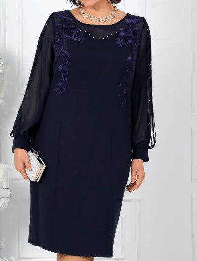 Uche | Midi-Kleid mit Perlenverzierung an den Ärmeln