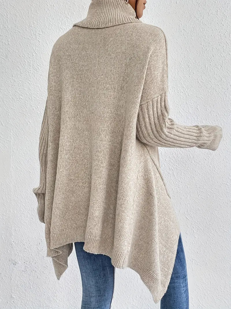 Briella | Eleganter Damenpullover, lang & kuschelig mit Rollkragen