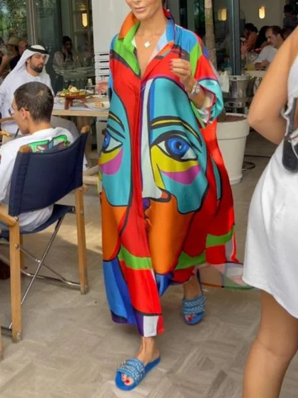 Amaira | Künstlerisches Shirtkleid in Maxilänge