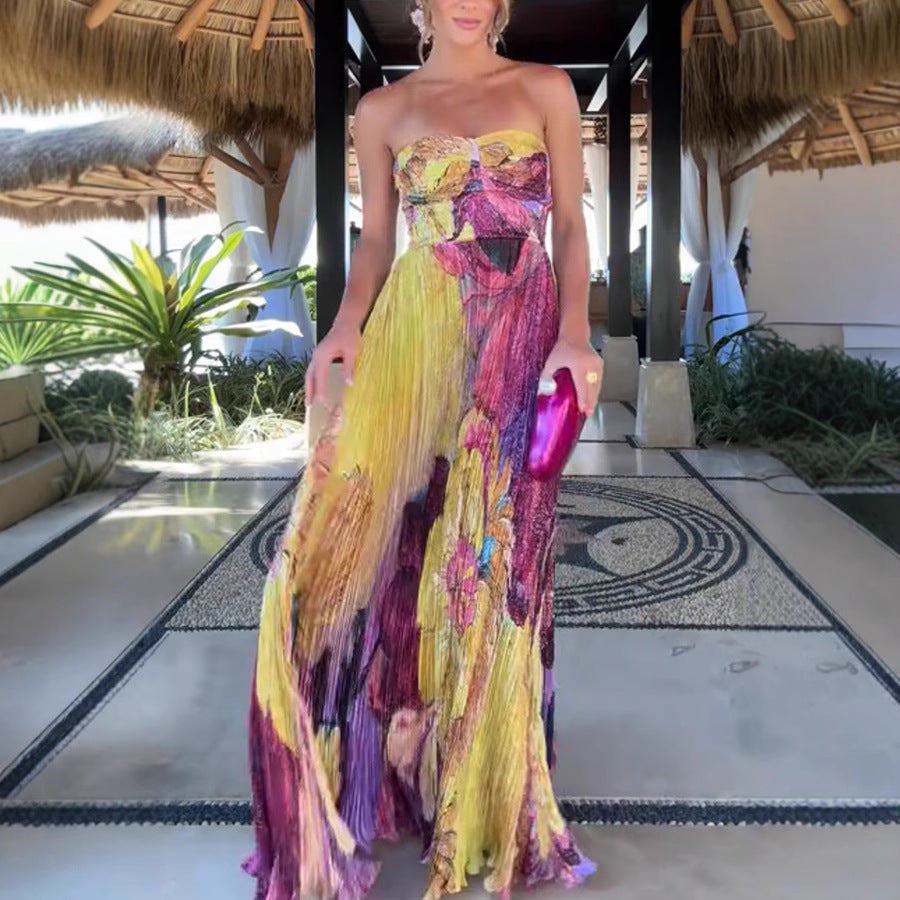 Masih | Vibrierendes Plissee-Maxikleid