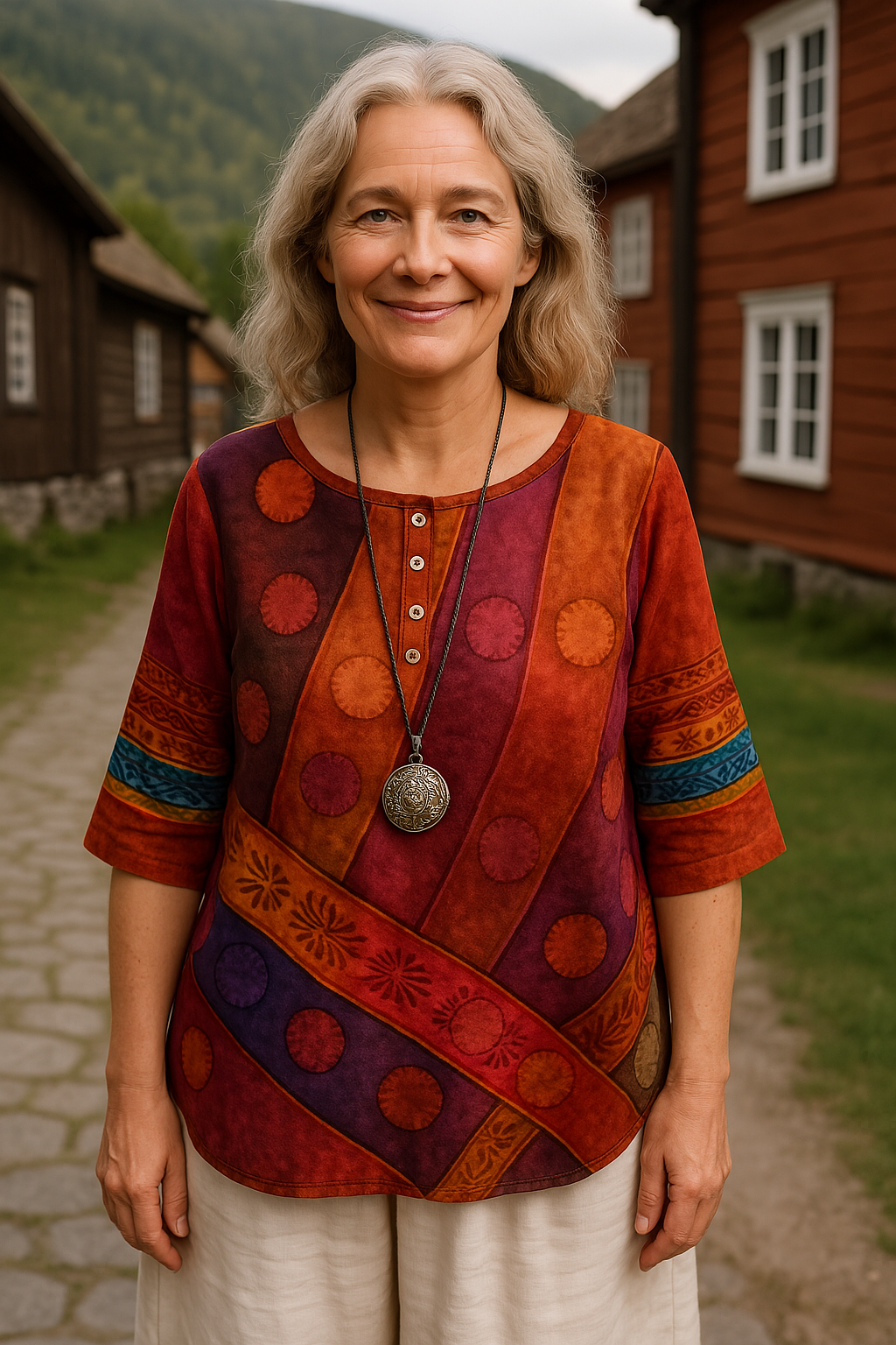 Emma | Farbige Top mit halblangen Ärmeln