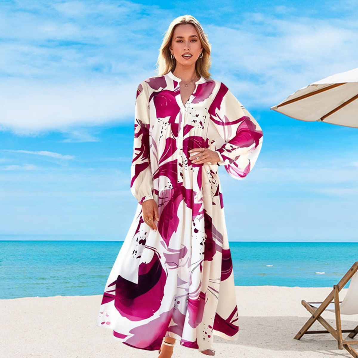 Paloma | romantisches Maxikleid mit zartem Blumenmuster für Damen