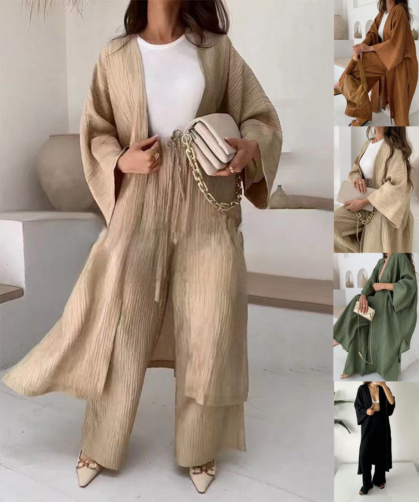 Aubree | Lässiges zweiteiliges Set im Falten-Kimono-Stil