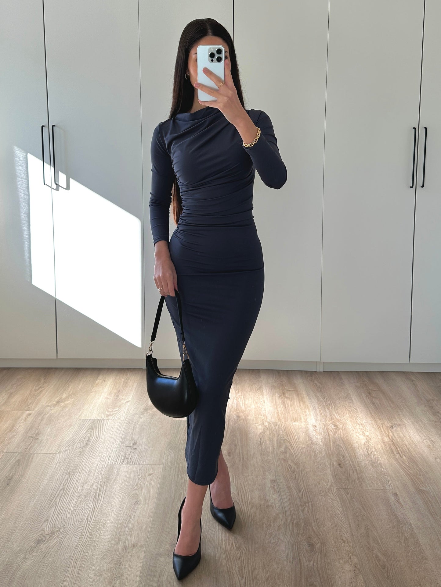 Ebaries | Drapiertes Midikleid