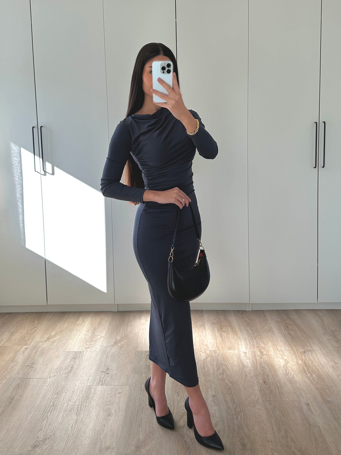 Ebaries | Drapiertes Midikleid