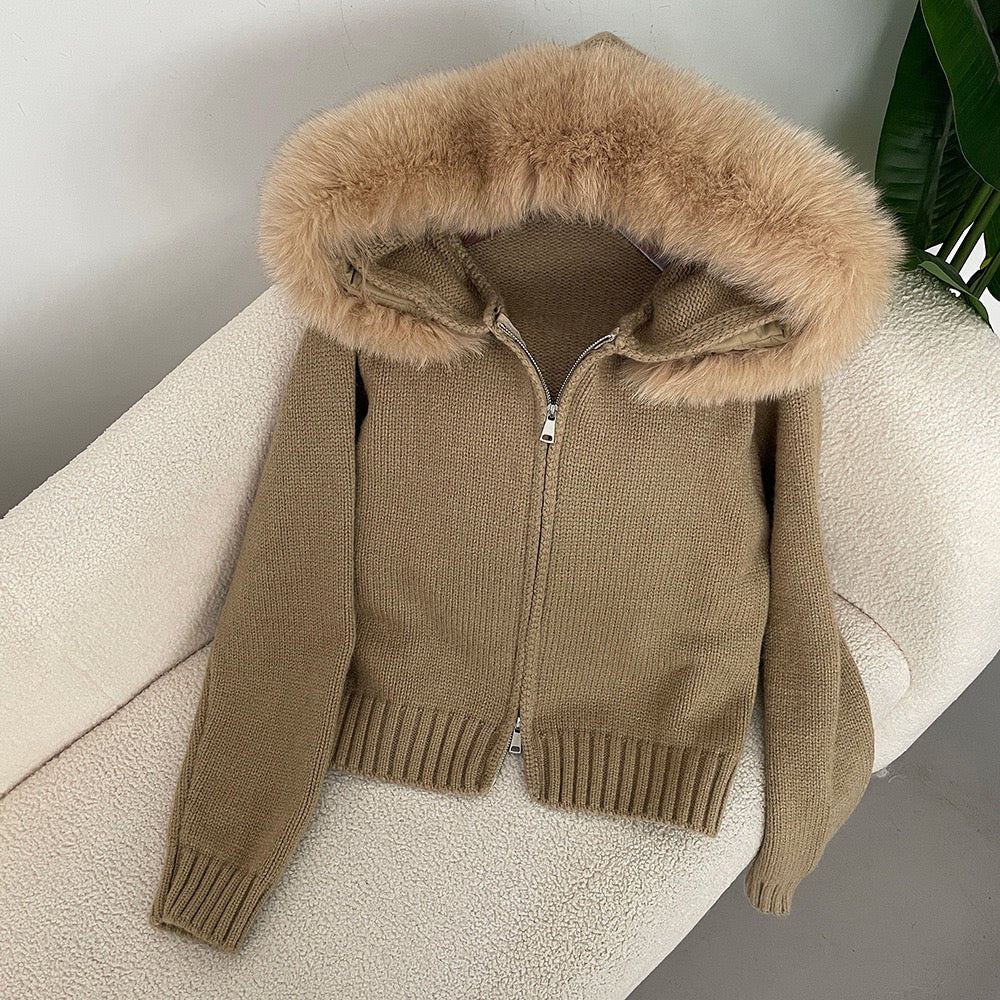 Silvia | Eleganter Cardigan mit Fellkragen