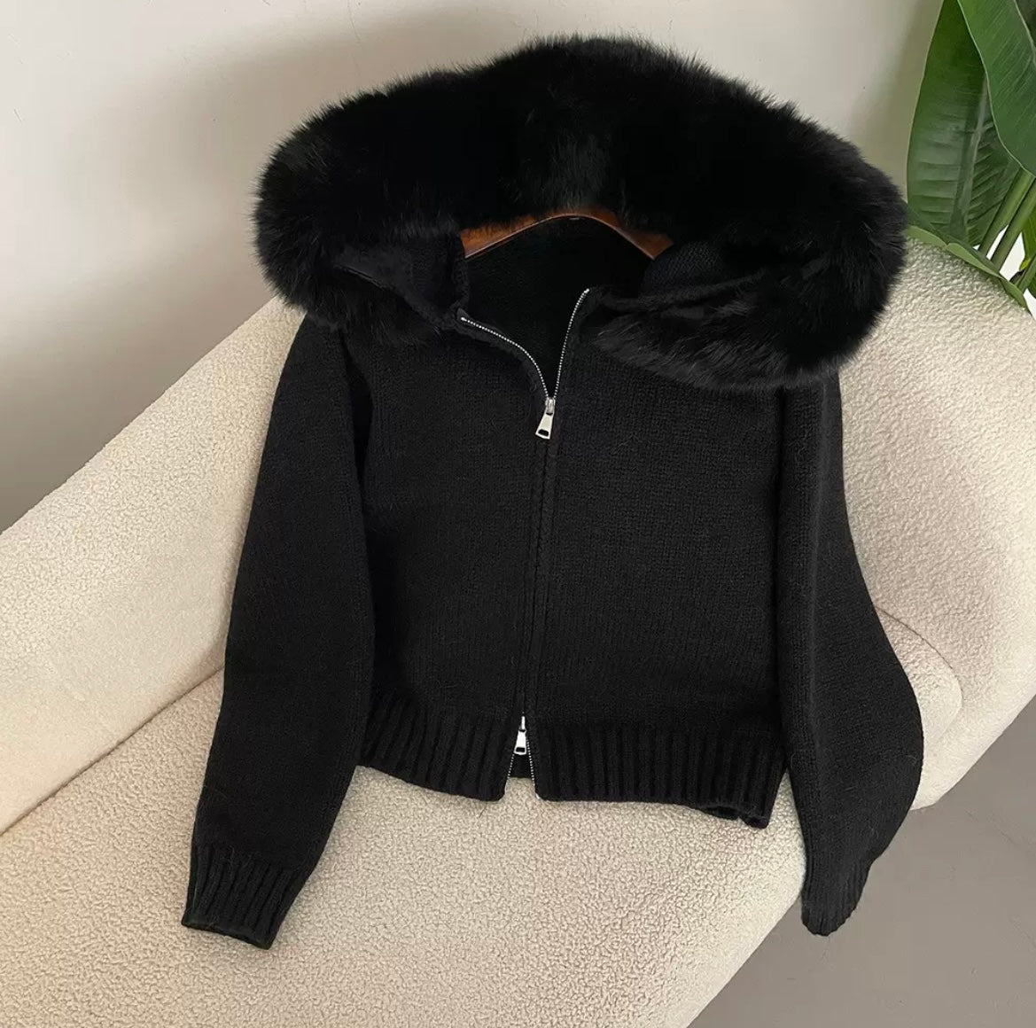 Silvia | Eleganter Cardigan mit Fellkragen