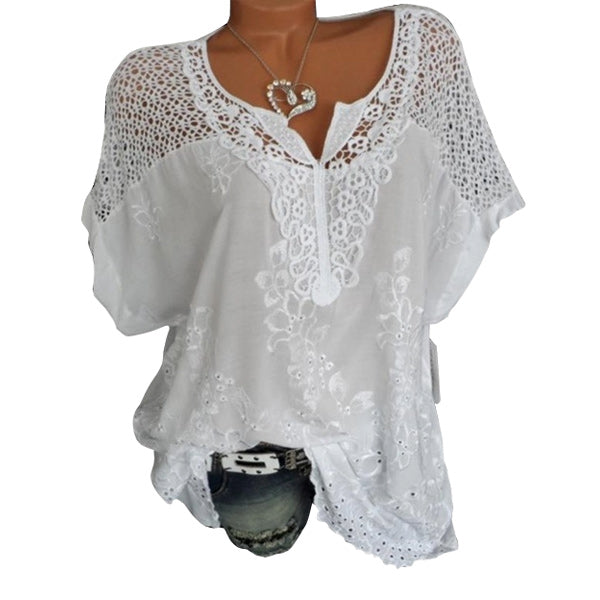 Davinia | Besticktes T-Shirt mit V-Ausschnitt