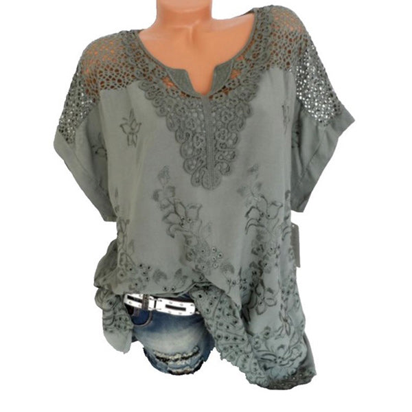 Davinia | Besticktes T-Shirt mit V-Ausschnitt