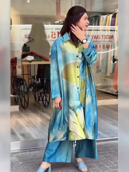 Avie | Mantel und Hose mit Revers und Knopfleiste für Damen