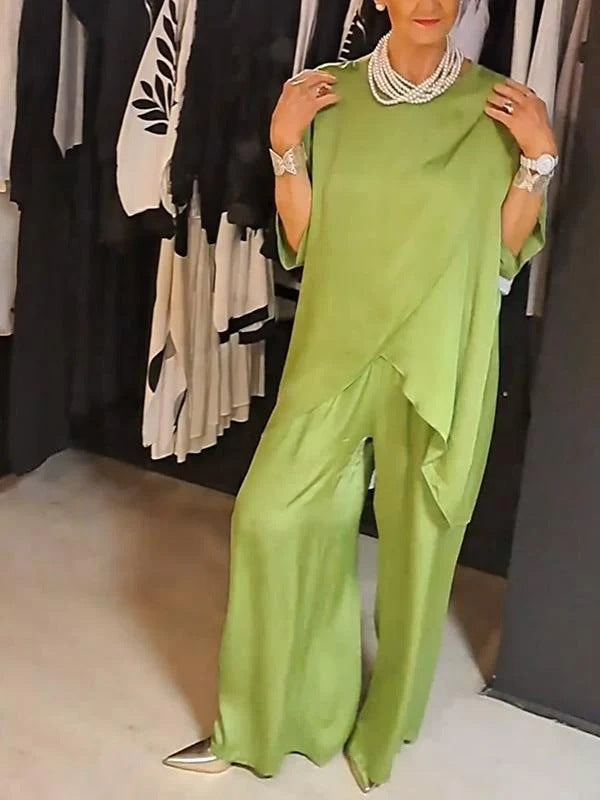 Marya | Zweiteiliges Set: Elegante Satinbluse und Hose