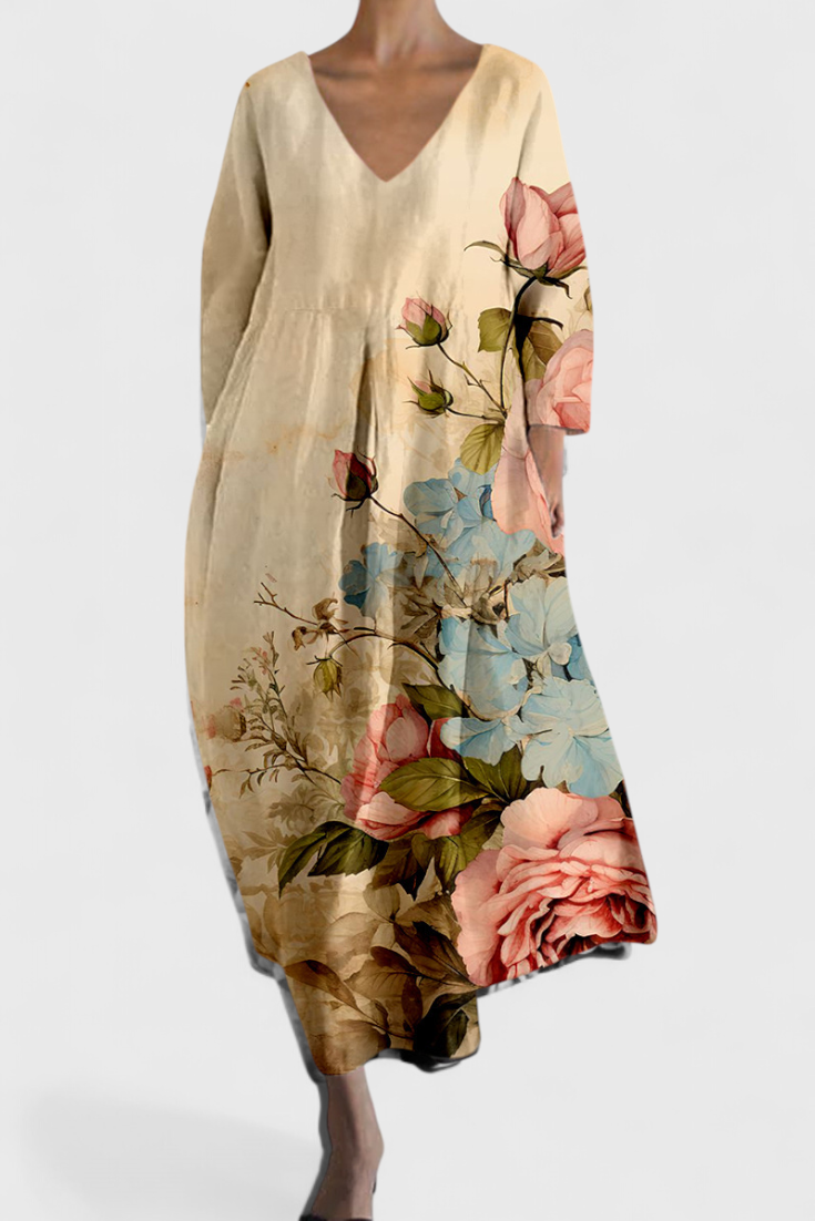 Mae | zeitloses Kleid mit elegantem V-Ausschnitt und bequemer Passform