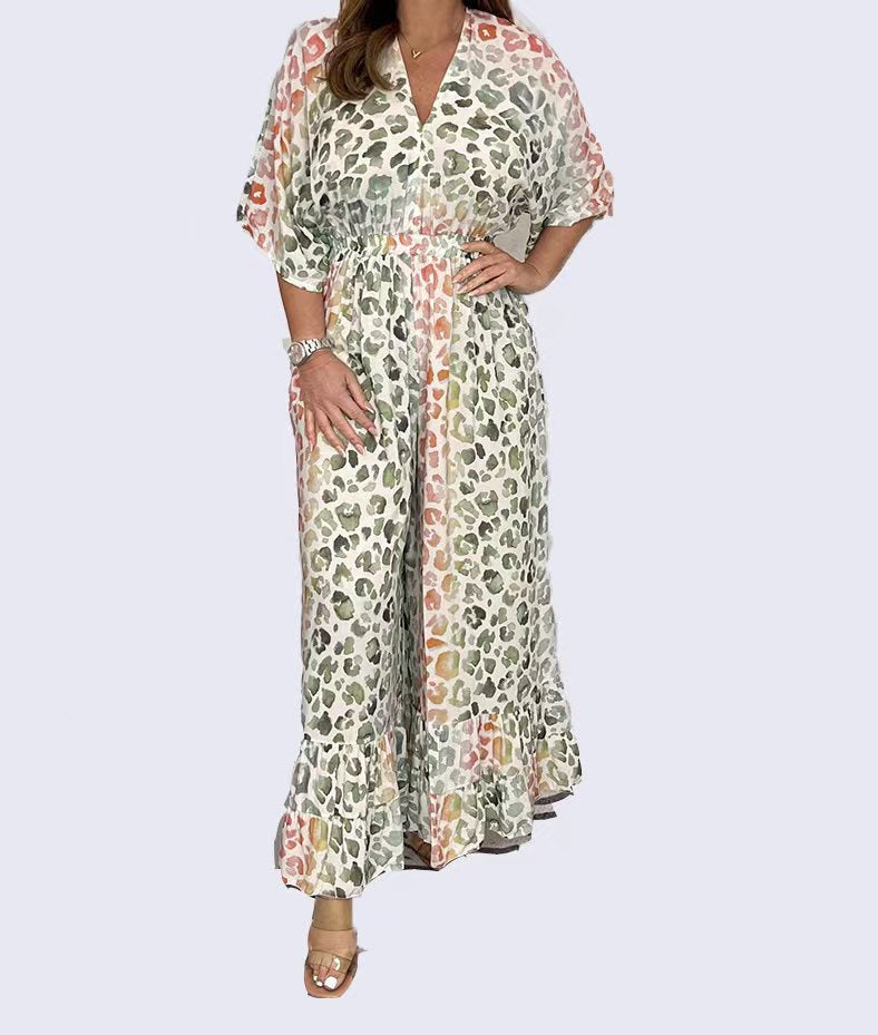 Alison | Kleid mit V-Ausschnitt und Leopardenmuster