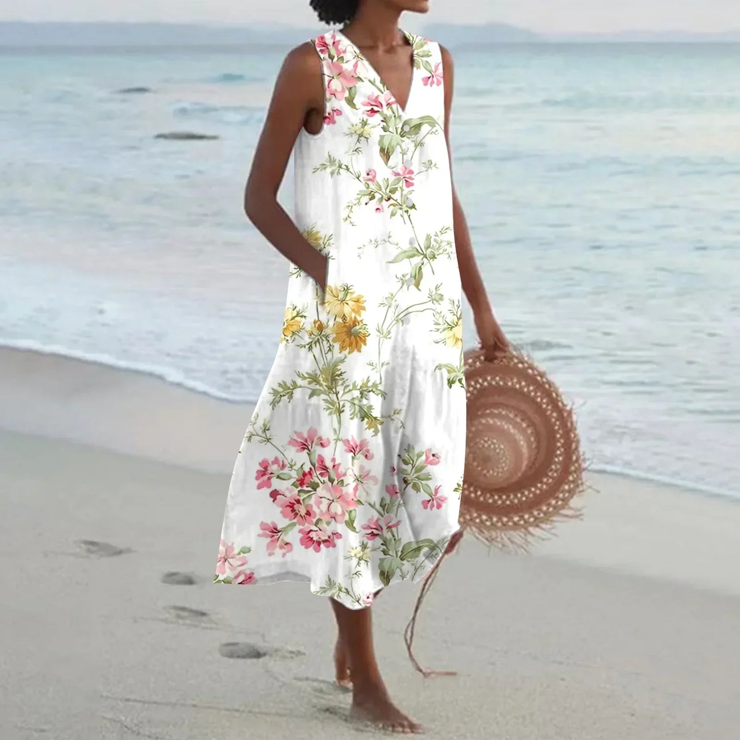 Cavi | Ärmelloses Sommerkleid mit Blumenprint