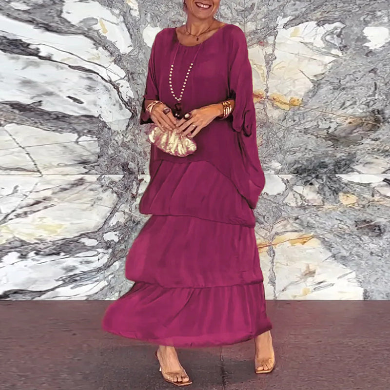 Chrisa | Stilvolles Chiffonkleid mit mehrlagigem Design