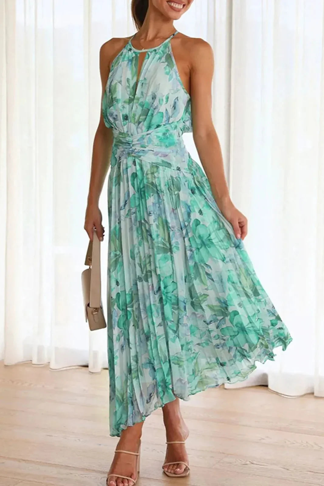 Rozi | Tropisches Neckholder-Maxikleid