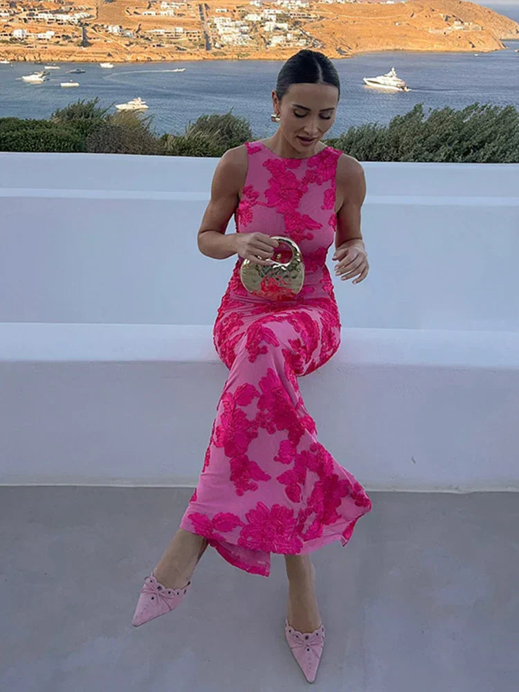 Sophie | Elegantes Maxi-Kleid mit floralen Rosenmustern