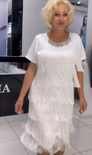 Keyla | Gestuftes Partykleid mit Fransen