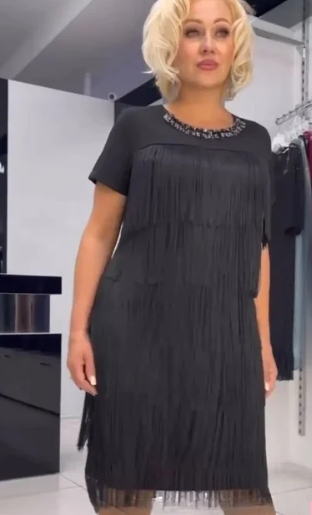 Keyla | Gestuftes Partykleid mit Fransen