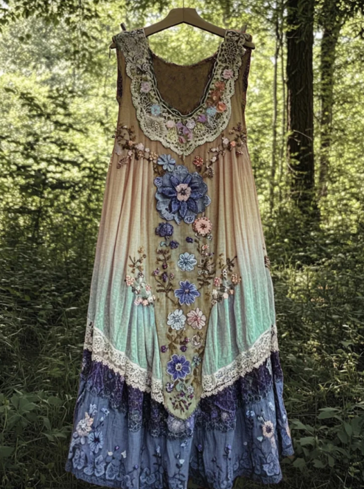 Ranya | Vintage Artisan Boho Maxikleid