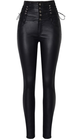 Page | Slim Fit Lederhose mit Schnürung am Bund