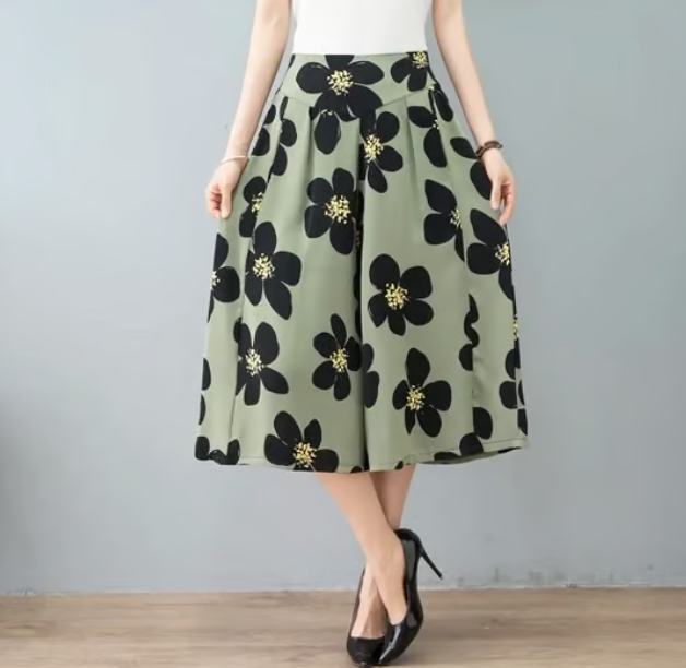 Jayne | Geblümte Culottes mit elastischer Taille