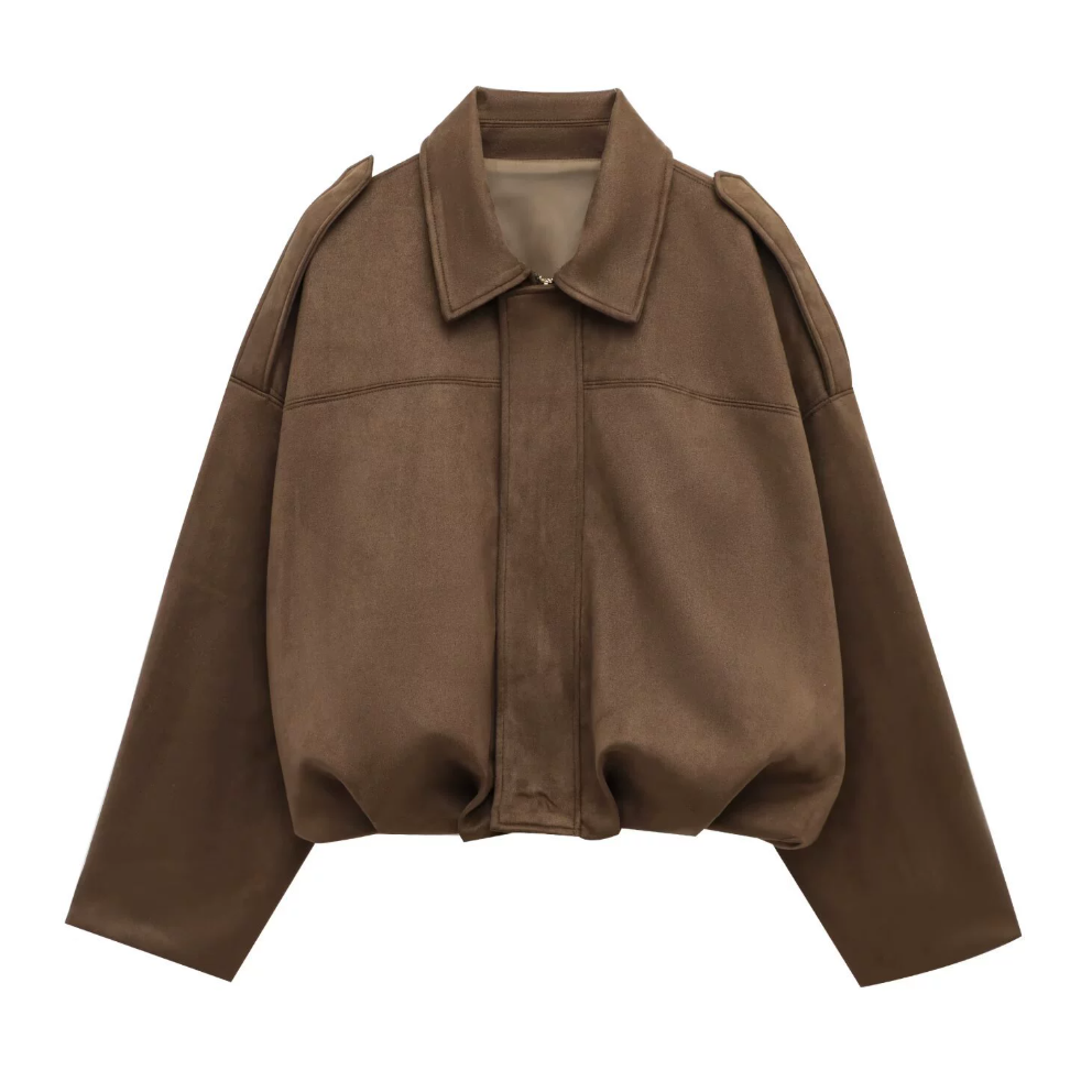 Afrela | Locker sitzende Wildlederjacke für Damen